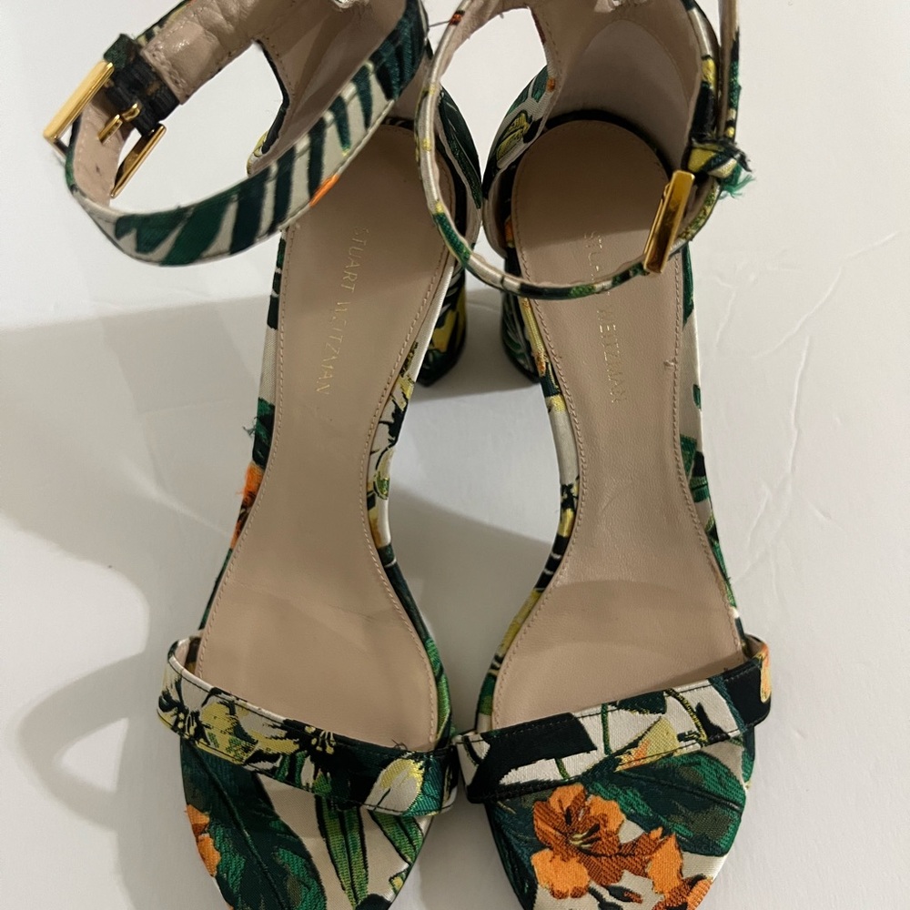 Stuart Weitzman Botanical Jacquard Nearly Nude Sandal